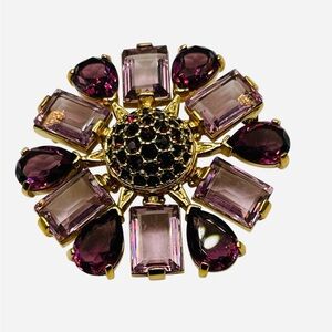 Stunning Signed Swarovski Purple Crystal Flower Brooch
